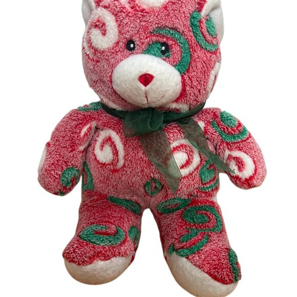 CANDY CANE COLORED TEDDY BEAR STUFFED ANIMAL 15 1/2" LONG - Picture 6 of 7